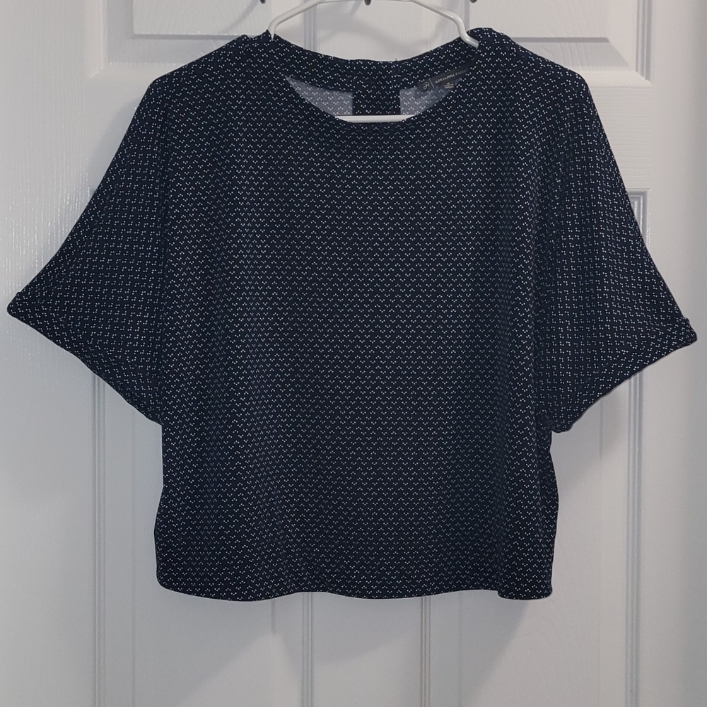 Adrianna Papell Printed Cropped Knit Dolman Sleeve Chevron Medium‎ Button Back